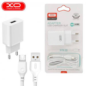 СЗП XO L99 + кабель MicroUSB (1 USB 2.4 A) білий