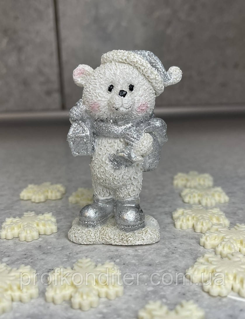 Силіконовий молд для шоколаду "Новорiчний ведмедик з лiхтариком та мiшком", фото 1