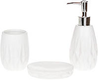 Набор аксессуаров для ванной керамика 3 пр. белый дозатор мыльница подставка Bright Ромбы Bona/Бона
