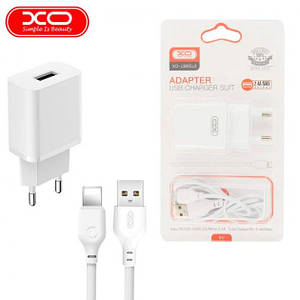 СЗП XO L99 + кабель Lightning (1 USB 2.4 A) білий
