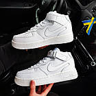 Чоловічі зимові кросівки Nike Air Force 1 White на хутрі білі Найк Аїр Форс шкіряні, фото 3
