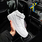 Чоловічі зимові кросівки Nike Air Force 1 White на хутрі білі Найк Аїр Форс шкіряні, фото 2