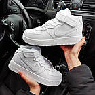 Чоловічі зимові кросівки Nike Air Force 1 White на хутрі білі Найк Аїр Форс шкіряні, фото 5