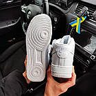 Чоловічі зимові кросівки Nike Air Force 1 White на хутрі білі Найк Аїр Форс шкіряні, фото 4