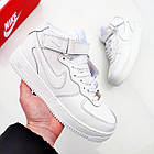 Чоловічі зимові кросівки Nike Air Force 1 White на хутрі білі Найк Аїр Форс шкіряні, фото 8