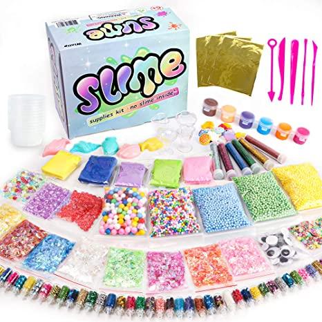 Великий Набір добавок для слаймів Slime Box 162 шт Глітер, Слюда, Декор, Кульки пінопласту (00286)