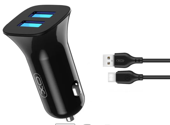 АЗП XO TZ10 + Type-C (2USB 2.4 A) 12 W чорний, фото 1