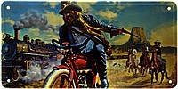 Металлическая табличка / постер "Cowboy & Indian" 30x15см (ms-103571)