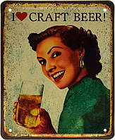 Металлическая табличка / постер "Обожаю Крафтовое Пиво! / I Love Craft Beer!" 18x22см (ms-103597)