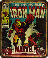 Металлическая табличка / постер "Непобедимый Железный Человек / The Invincible Iron Man (Marvel)" 18x22см