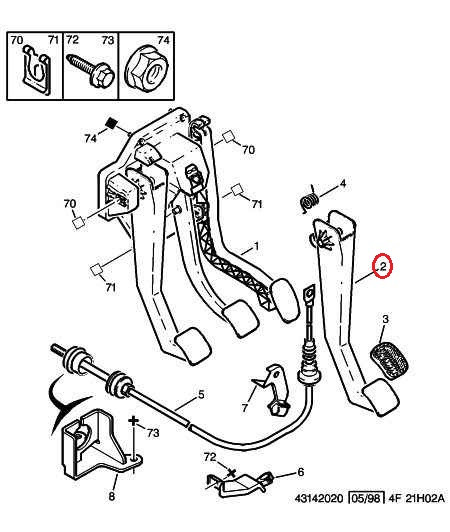 Педаль зчеплення на Fiat Ducato 230, Peugeot Boxer, Citroen Jumper (1994-2002), 1307107080, 2127A4 - фото 4 - id-p1736054228