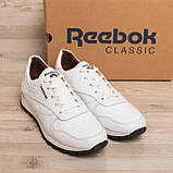 Чоловічі осінні весняні шкіряні кросівки Reebok (Рібок) білі з натуральної шкіри *210 White*, фото 3