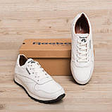Чоловічі осінні весняні шкіряні кросівки Reebok (Рібок) білі з натуральної шкіри *210 White*, фото 7