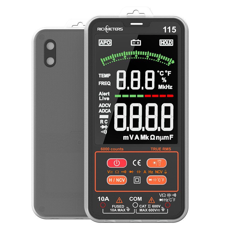 Мультиметр цифровий RichMeters RM115VA з висококонтрастним дисплеєм, авторанжуванням, функцією NCV і підсвіткою