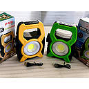 Ліхтарик світлодіодний акумуляторний, 3-ступінчастий перемикач, USB, сонячна панель та блок живлення, фото 4