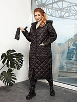 Зимняя тёплая женская куртка пальто с капюшоном та поясом синтепон 200 Размер 42-44 46-48 50-52 54-56 58-60