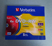 Диски DVD+RW Verbatim 4.7Gb 1-4x Slim 5 pack