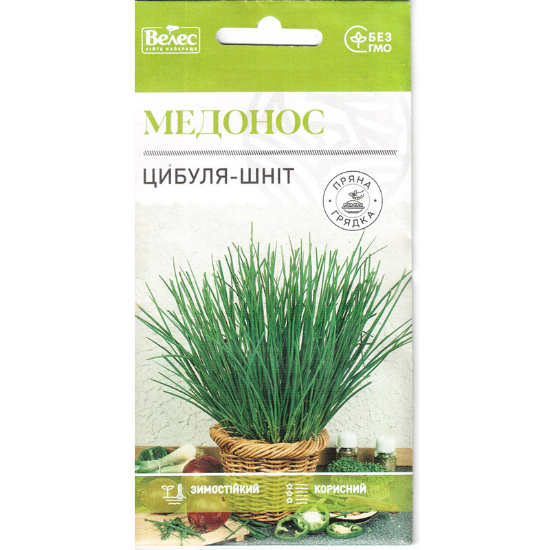 Насіння цибулі-шніт середньоранньої, зимостійкої "Медонос" (1 г) від ТМ "Велес", Україна