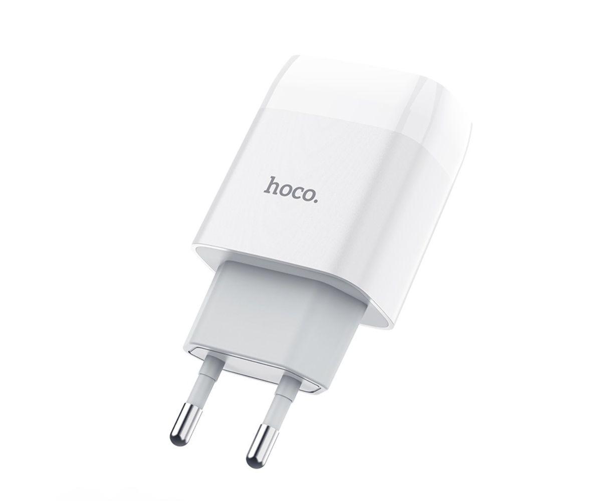 Мережевий зарядний пристрій Hoco C73A 2 USB 2.4 A білий + кабель Type-c