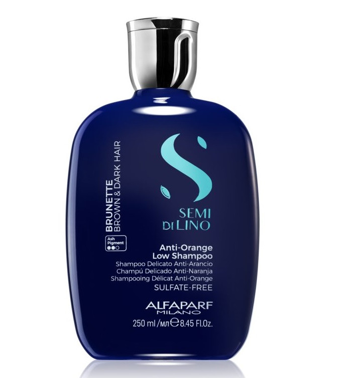 Шампунь-тонер для брюнеток AlfaParf Milano Semi Di Lino Brunette Intense Anti-Orange Low Shampoo 250 ml