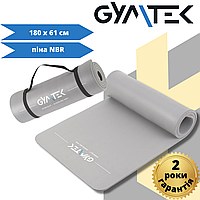 Коврик (мат) для йоги и фитнеса Gymtek NBR 1,5 см серый