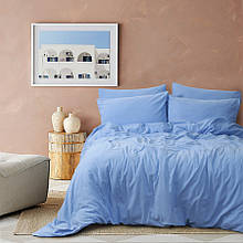 Комплект постільної білизни з фланелі ТМ Lotus Home Спокійна синя Двоспальний Євро