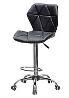 Высокий рабочий стул на колесах Torino кожзам черный Bar CH-Office