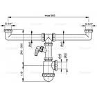 Сифон для кухонної мийки ALCAPLAST впуск 1 1/2" випуск горизонтальний білий A448P-DN50/40, фото 2