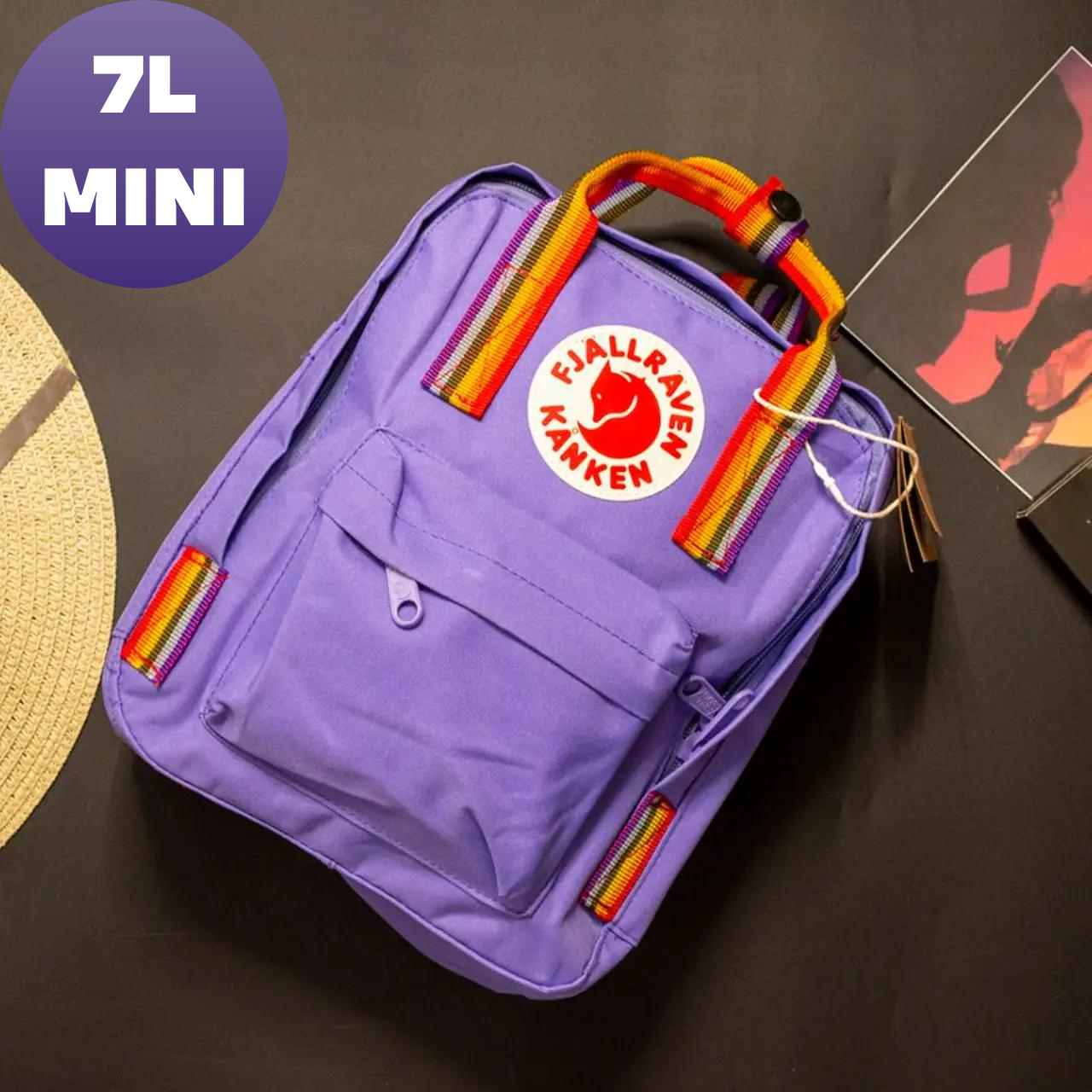 Жіночий рюкзак Канкен з райдужними ручками, міський молодіжний Fjallraven Kanken рюкзак, фото 1