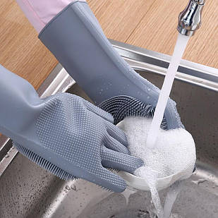 Силіконові рукавички для миття посуду 1 пара ( колір рандом)