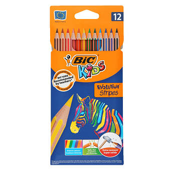 Олівці кольорові 12 кольорів BIC Evolution Stripes