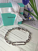 Ланцюговий браслет в стилі Tiff.&Co. HardWear Chain link - застібка карабін срібного кольору