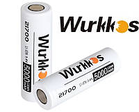 Аккумулятор 21700 WURKKOS 5000mAh Li-Ion 40A 18Wh, 1800 циклов, Реальная емкость, Оригинал, 1шт