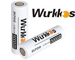 Акумулятор 21700 WURKKOS 5000 mAh Li-Ion 40A 18Wh, 1800 циклів, Реальна ємність, Оригінал, 1 шт.