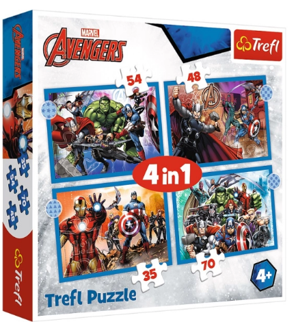 Пазли Trefl 4в1 Хоробрі месники. Marvel №34386
