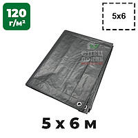 Тент універсальний з люверсами 5х6 м, 120 г/м2, сріблястий, з ламінованого тарпауліну, тентовий навіс