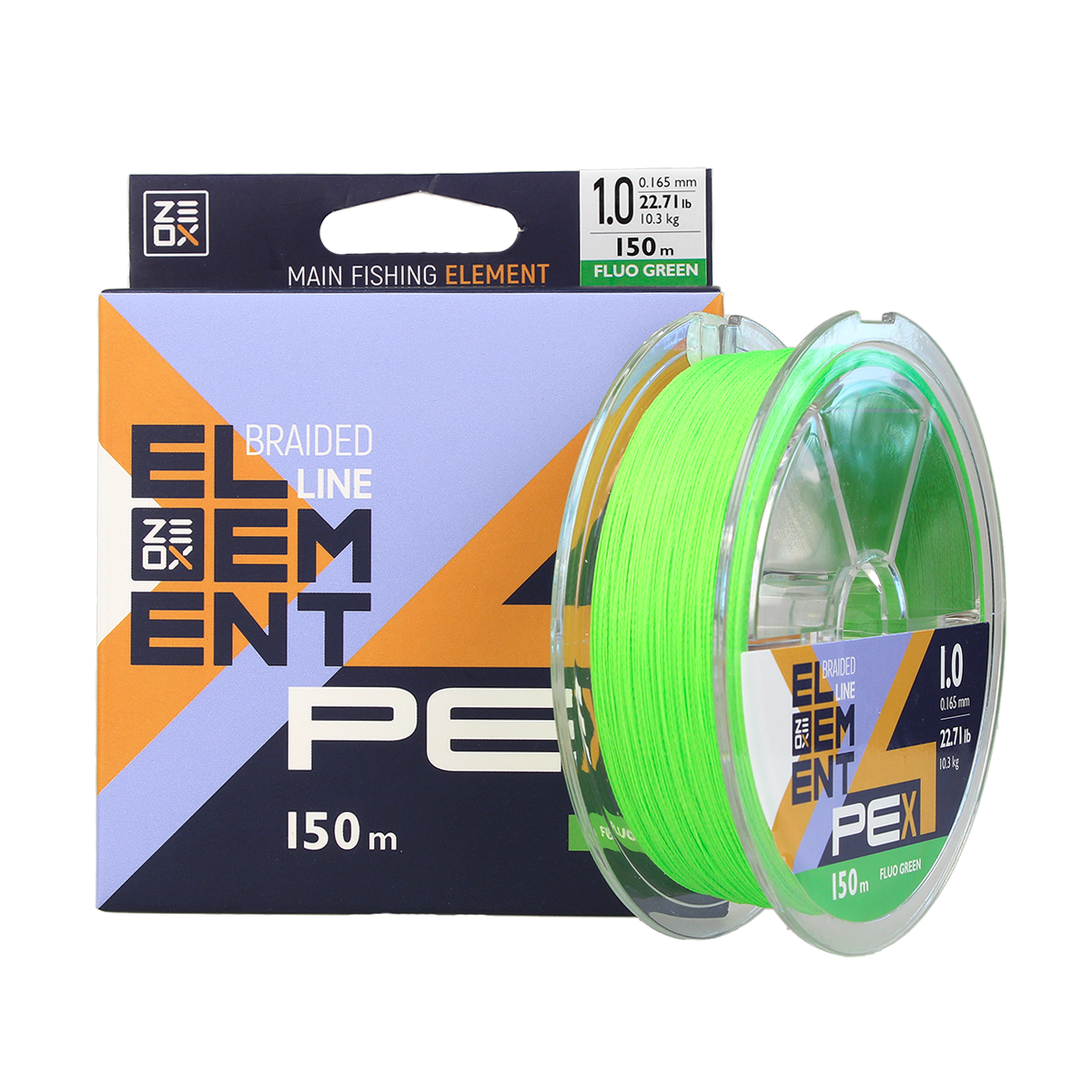 Шнур Zeox Element PE X4 150м Fluo Green 150м 0.128мм (#0.6) / 6.2кг (флуоресцентно-зелений)