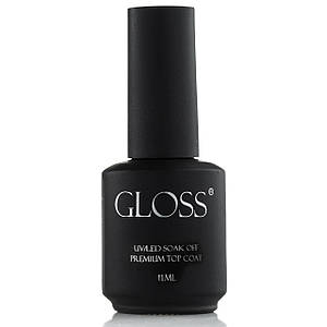 Топ Gloss Premium Top Coat для гель-лаку, 11 мл із липким шаром