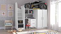 Кровать - комната Bed Room 1 Lamborghini Серый, Без комода