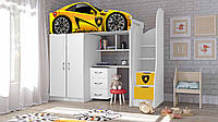 Кровать - комната Bed Room 1 Lamborghini Желтый, С комодом