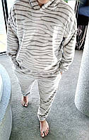 Пижамный мужской серый костюм с капюшоном. Пижама мужская теплая махровая кофта и штаны 46 48 50 52 54 56