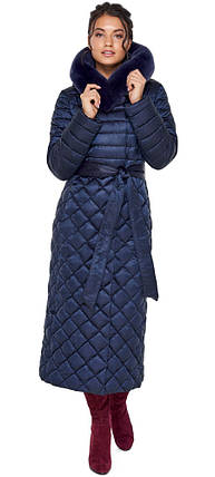 Зимова синя куртка жіноча з потайними кишенями модель 31012, фото 2
