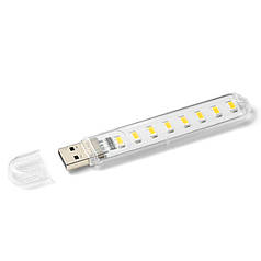 Лампа світлодіодна USB Lesko H1926-8 LED для повербанка ноутбука Холодне світло
