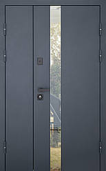 Полуторні вхідні двері Nordi Glass Текстурне фарбування RAL 7021T