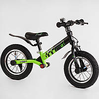 Беговел черно-зеленый Corso "Skip Jack алюминиевая рама с амортизатором надувные колеса для детей 2-6 лет