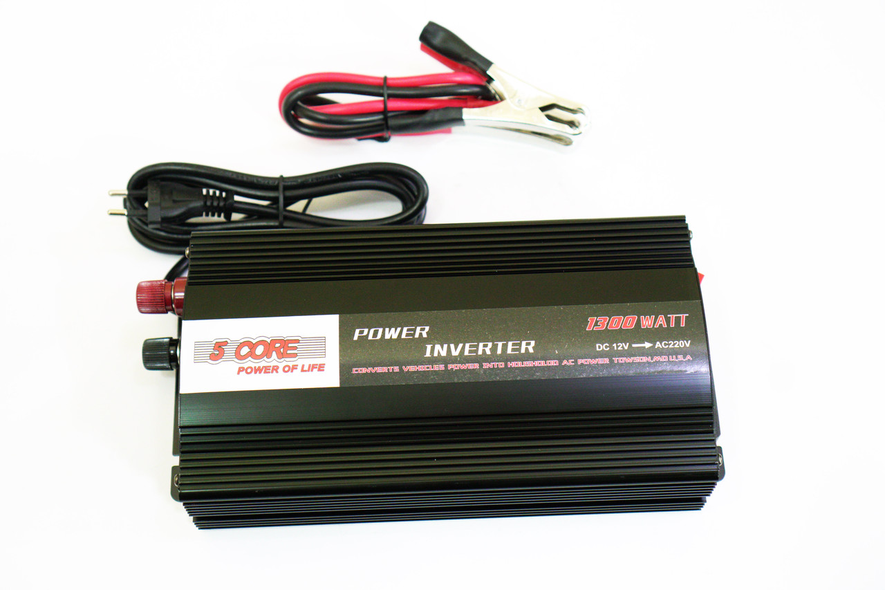 Інвертор 5 Core 1300W із зарядкою 12V220V Перетворювач