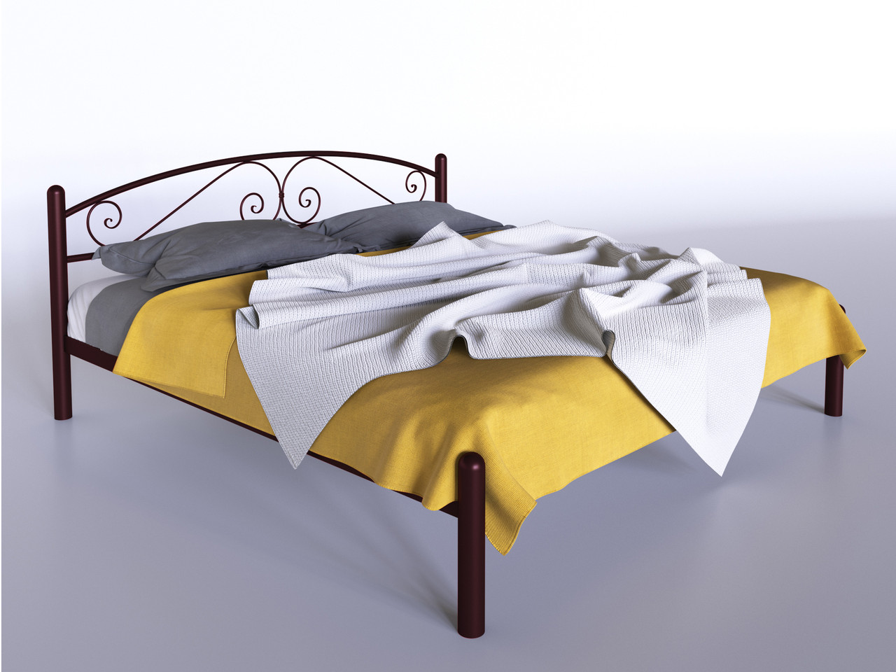 Двоспальне ліжко Віола Tenero 140х200 см металеве бордо