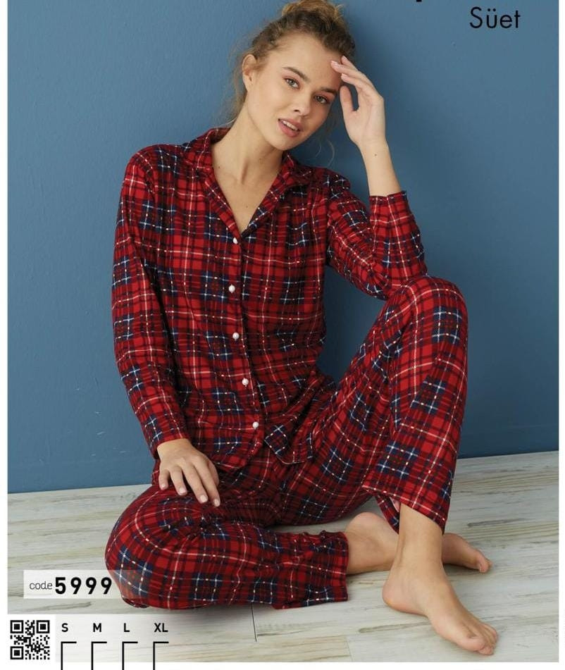 Піжама на гудзиках в клітинку, фото 1