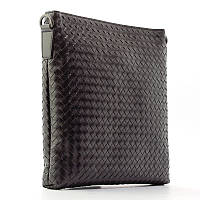 Мужская брендовая черная деловая сумка из эко-кожи модная вместительная плетеная наплечная сумочка планшетка