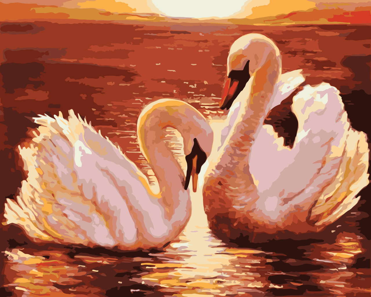 Картина за номерами 40×50 см Пара лебедів DS0439, фото 1